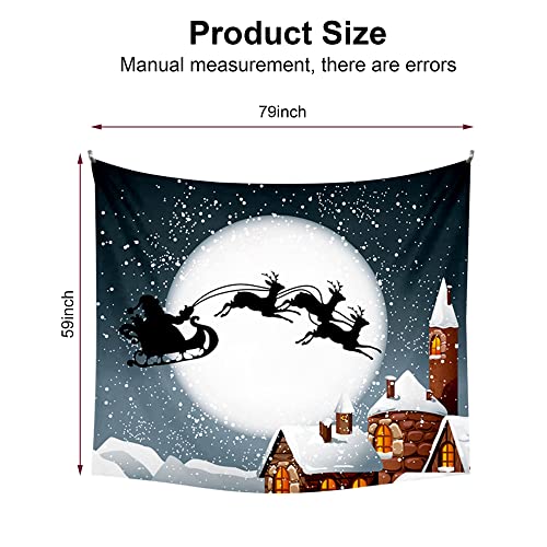Jibolat 59" X 51" Christmas Reindeer Tapestry Wall Hanging Party Decorations Bedding Wall Blanket Art Home Decor For Bedroom Living Room Dorm Wall Tapestry(200 X 150Cm) #TOP6
