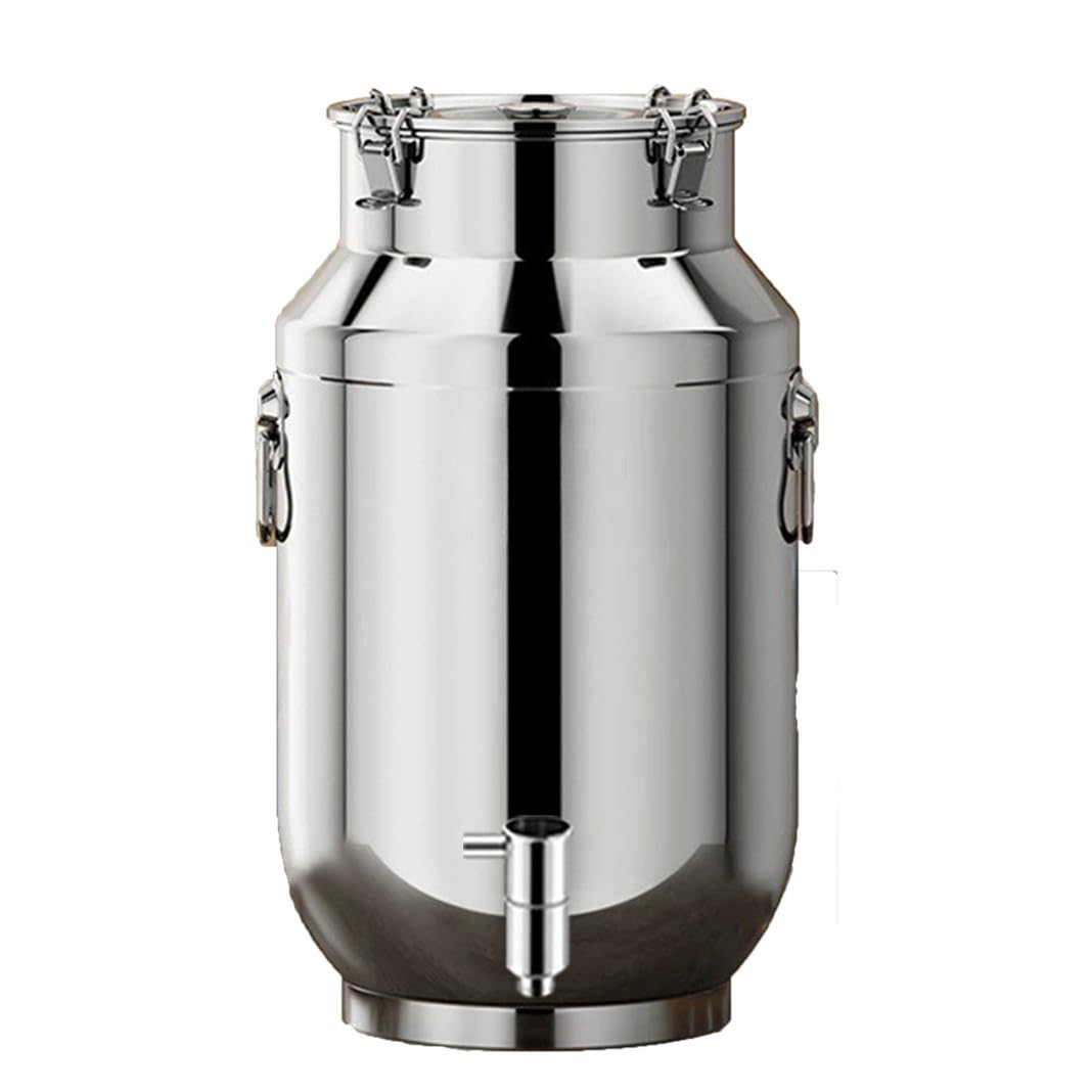 Edelstahl kanister 10l mit hahn olivenöl Milk can with lid Edelstahl-milchkanne mit Deckel transportkanne mit spannverschluss und gummidichtung(Capacity,10L)