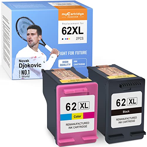 myCartridge PHOEVER Remanufactured Ink Cartridge Replacement for HP 62XL 62 XL for OfficeJet 200 250 Envy 5660 7640 7645 5740 5540 5642 5746 5642 5643 5745 5640 8000 Printer (Black, Tri-Color)