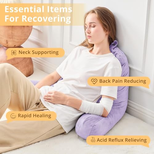 Image of Sasttie Reading Pillow for Bed, Back Pillow for Sitting Up, Lavender