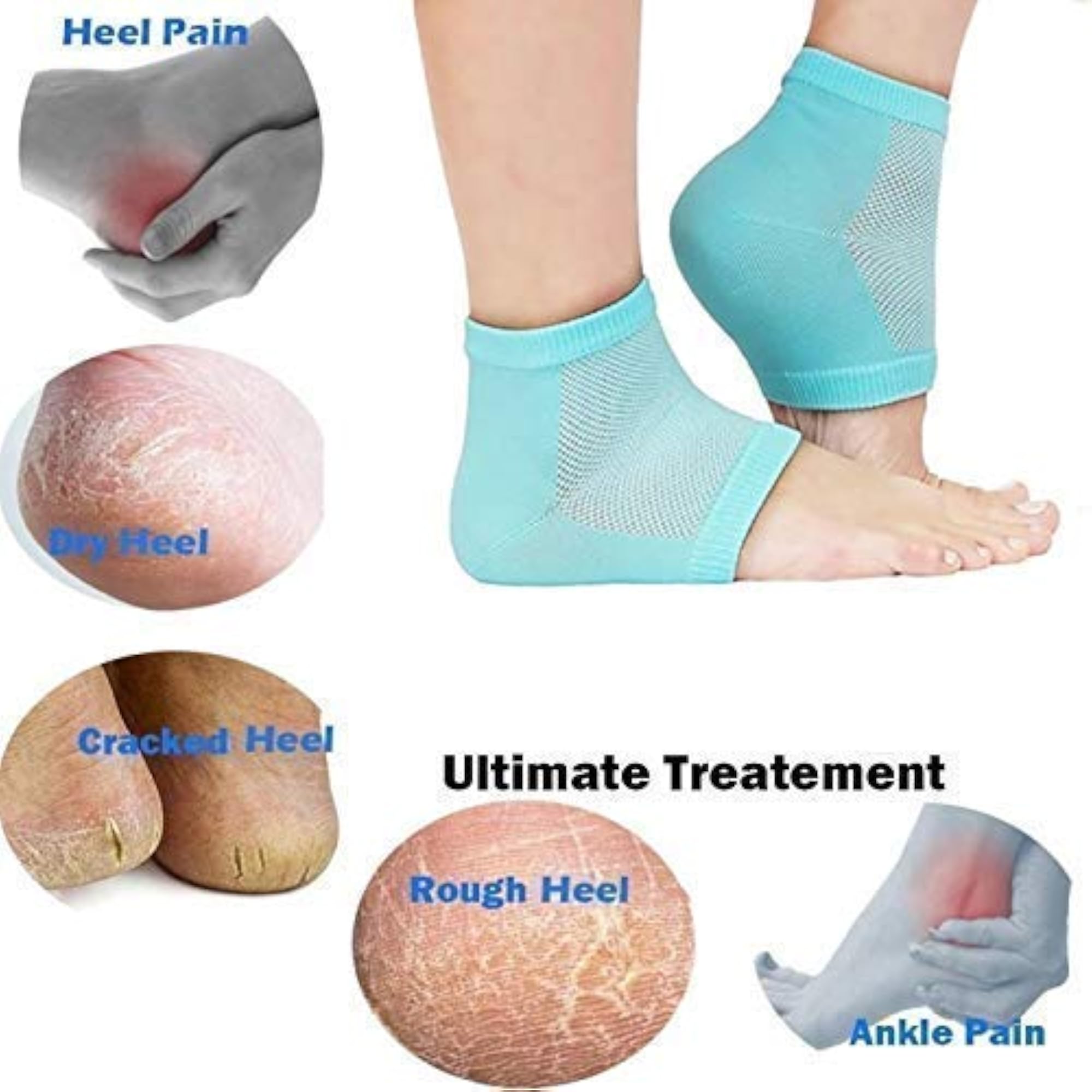 Silicone Gel Heel Socks for Dry Cracked Heels