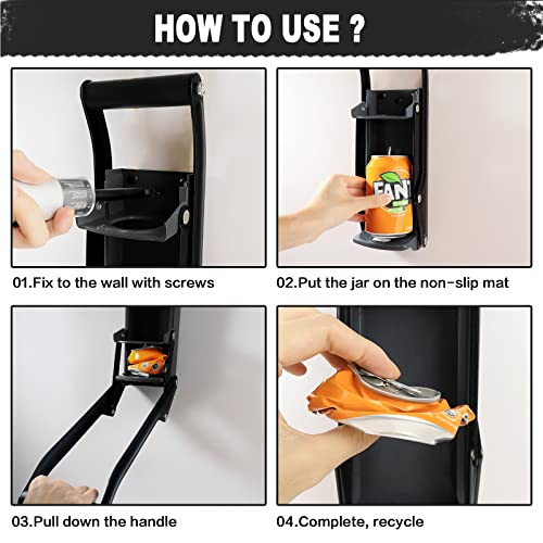 16 Oz Metal Can Crusher, Heavy-Duty Wall-Mounted Smasher For Aluminum Seltzer, Soda, Beer Cans And Bottles For Recycling, Gadgets For Home (Black) #TOP3