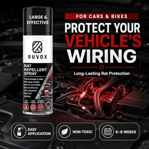 Image of Rat Repellent Spray for Cars & Bikes 200ml | Non-Toxic Anti Rat Spray for Car Wire Protection | Prevents Rat Damage to Wiring & Outdoor Utilities | Long Lasting 6-8 Weeks Protection | Highly Effective Formula