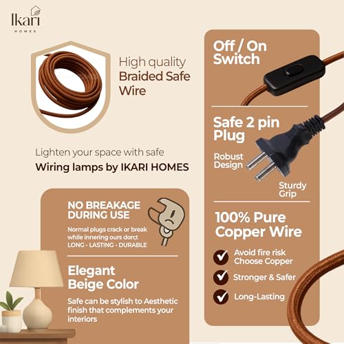 Image of Ikari Homes Boho Rustic Ray Table Lamp I Night Lamp for Bedroom Bedside & Center Table Lamp I Warm Ambient Cozy Lamp I Rattan Lamp I Size 21.5 x 12.7 cm - (Bulb Not Included)