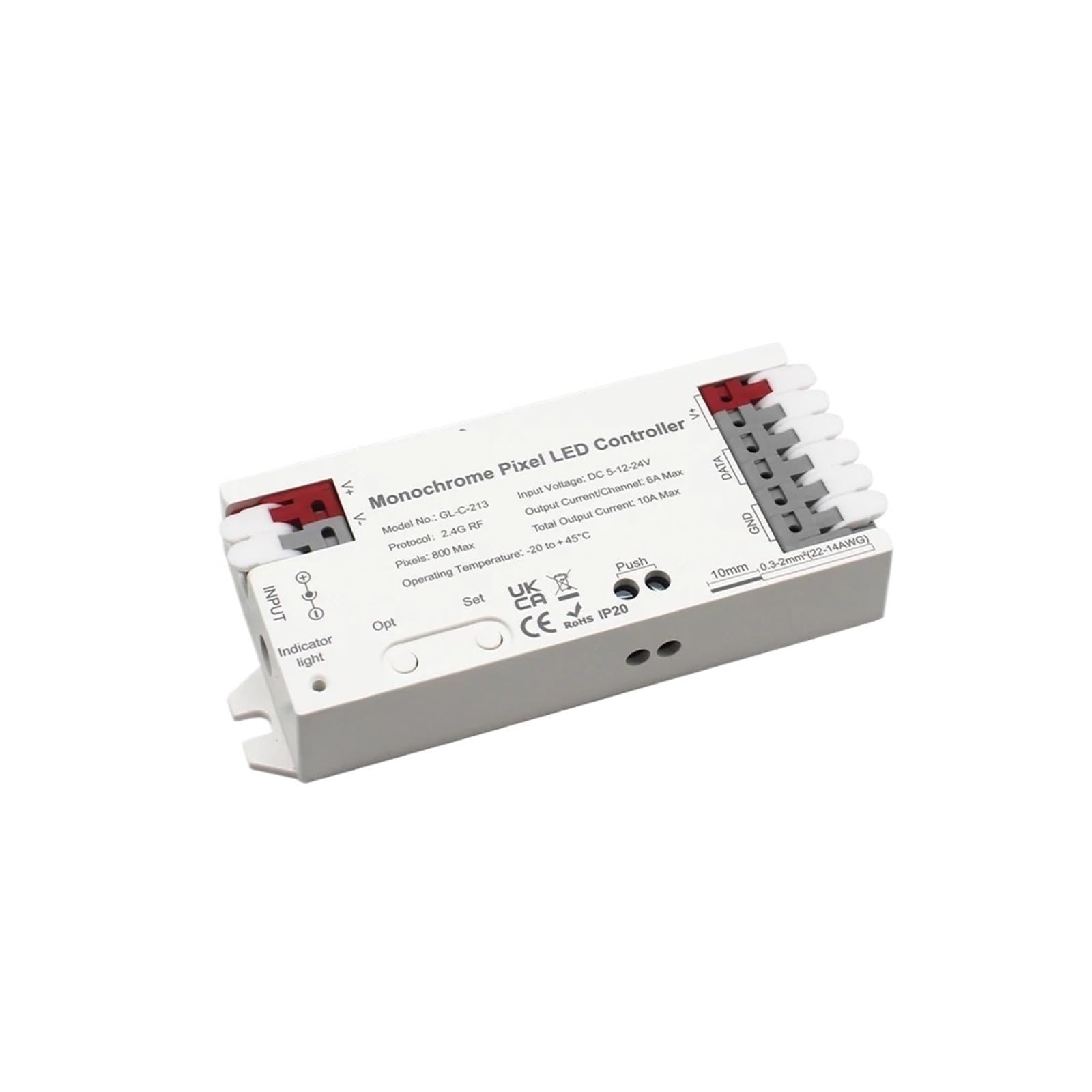 Controlador LED monocromático DC 5-24V 2,4G atenuador para tiras de luces