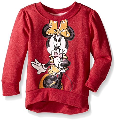 Disney Little Girls' Long Sleeve Minnie Fashion Top Sweatshirt, Red, 5