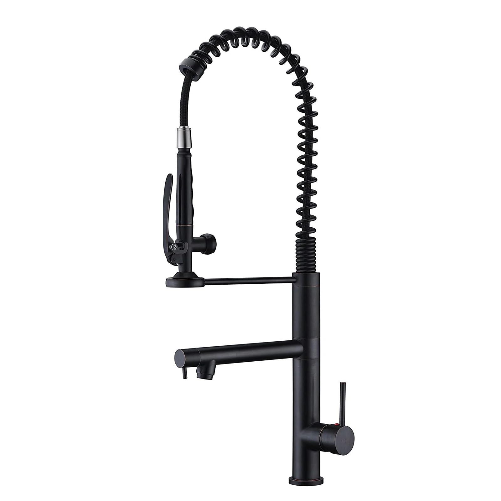 ZYCHSJXA Kitchen Spring Mixer Tap Double Outlet Flexible Spout Brass-Black