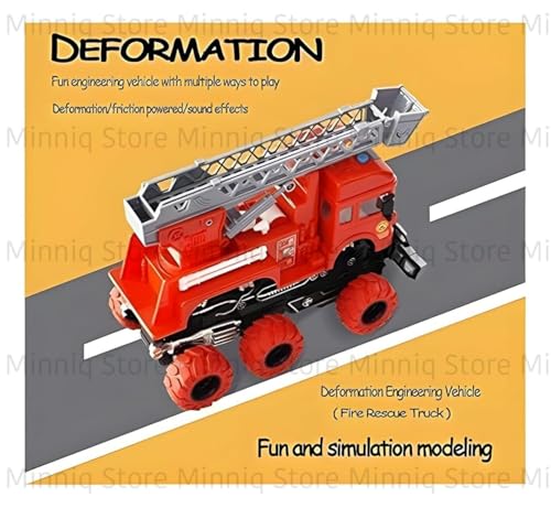 Image of Fire Resque 6x6 with Lights and Sounds Friction Powered Trailer Model Diecast Vehicle Truck Toys Best Birthday Gift for Kids (Fire Resque 6x6 Truck)