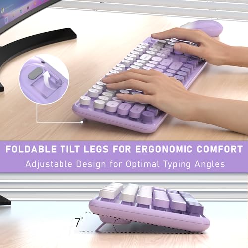 Teclado y mouse inalámbricos coloridos para Windows y Mac con conexión estable 5