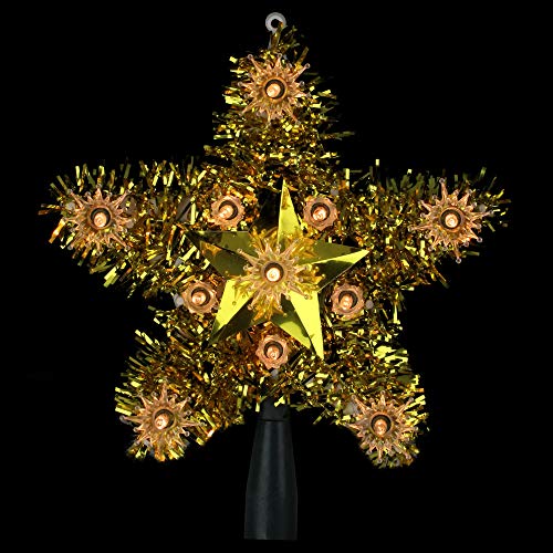 7" Lighted Gold Star Christmas Tree Topper - Clear Lights #TOP2