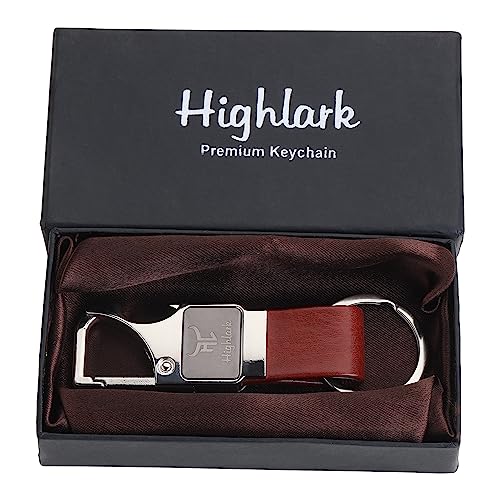 Image of Heavy Duty Metal Carabiner Keychain with Leather Strap for Men & Women | Premium Belt Clip Key Holder | Secure Spring Lock Key Ring for Car, Bike & Office Keys