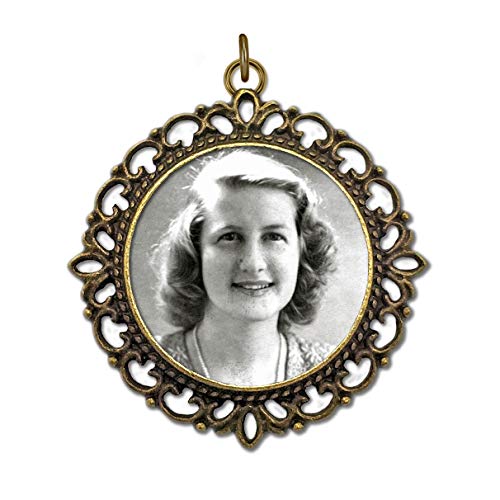 Bronze Wedding Bouquet Photo Memorial Charm Round Mother of The Bride Gift for Groom or Bride with Photo Resizing Software