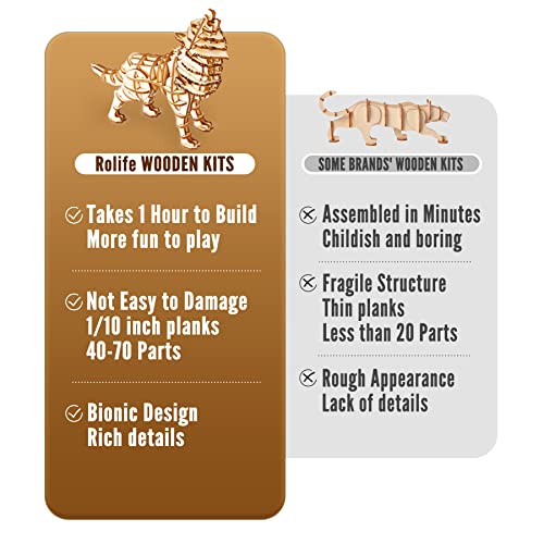 Rolife 3D Wooden Animal Puzzles-3D Puzzles For Kids Ages 8-12-14,Kids Wood Craft Kits-4 In 1 Brain Teaser Wood Puzzles-Toy Gifts For Christmas #TOP3