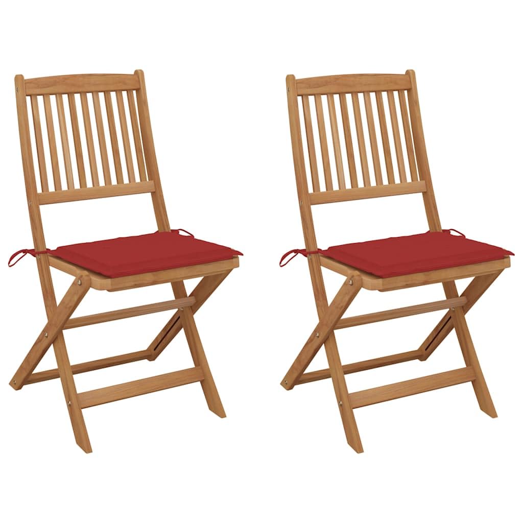 Chaises pliables d'extérieur en acacia massif et coussins de haute qualité