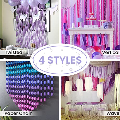 Image of PartyWoo Crepe Paper Streamers 4 Rolls 328ft, Pack of Pale Purple Crepe Paper for Party Decorations, Wedding Decorations, Birthday Decorations, Baby Shower Decorations (1.8 Inch x 82 Ft /Roll)