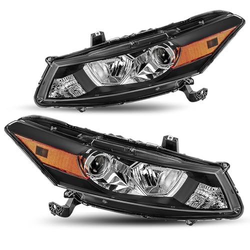 JSBOYAT Headlight Assembly Replacement for 2008 to 2012 Honda Accord 2-Door Coupe Projector Black Housing