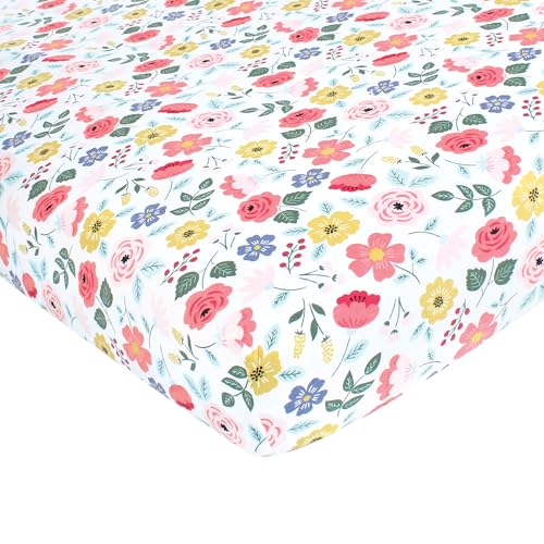 Image of Hudson Baby Unisex Baby Cotton Fitted Crib Sheet, Modern Botanical, One Size