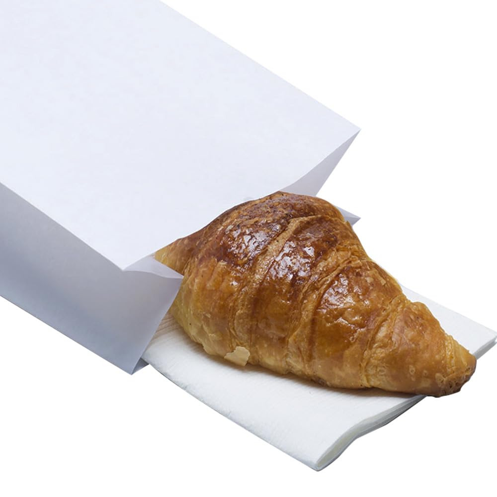 Palucart 1000 Sacchetti di Carta per Alimenti colore Bianco, misura 14x30 cm, Buste in carta Kraft per Trasporto di Cibi e Oggetti - M