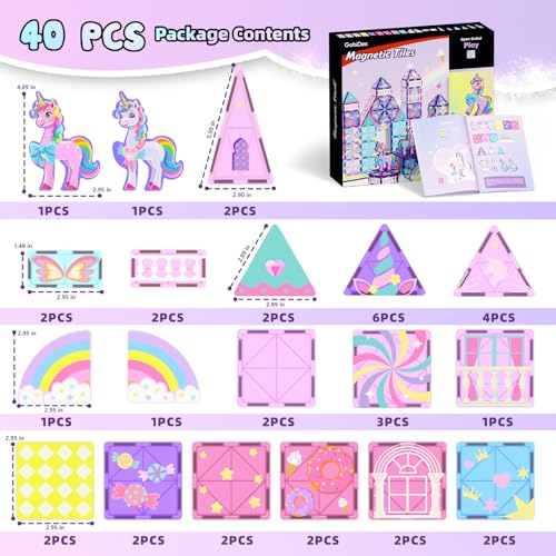 GobiDex Magnetic Building Blocks Unicorn Toys for Girls, Princess Magnetic Tiles Building Toys for Kids Ages 3-5 4-8, STEM Sensory Toddler Game Birthday Gift for Girls Boys Ages 3+ - image 6
