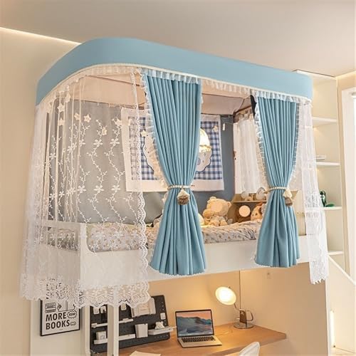 Premium Bunk Bed Canopy Curtain Set with Mosquito Net, Stylish Bed Tent for Top & Bottom Bunk Beds, Versatile Loft Bed Curtains in Green, Perfect for Kids' Rooms