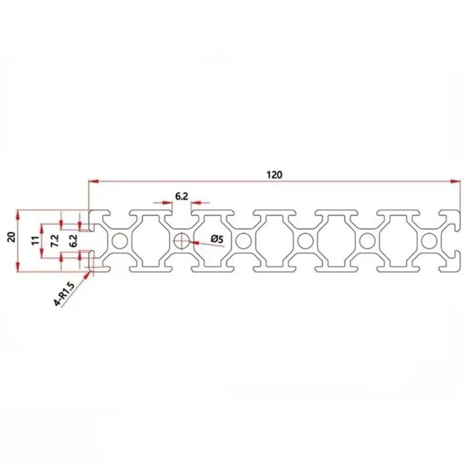 GTPBAO 20120 Profilo in alluminio anodizzato estruso con scanalatura a T, spessore della parete 1,7 mm, staffa for cartelloni pubblicitari Binario estruso(550mm long)