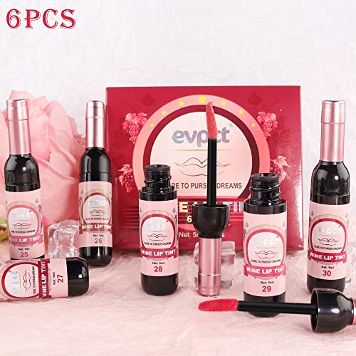 6 Colors Matte Red Wine Liquid Lipstick Pack Set,Wine Lip Tint Long Lasting 24 Hour Waterproof Velvet Nonstick Cup Lipgloss Lip Stain Pigmented Lip Makeup Gift Sets For Girls And Women Labiales (Set05) #TOP6