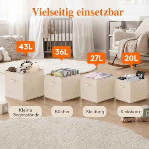Lifewit 6 Stück Aufbewahrungsbox aus Stoff, Faltbar Aufbewahrungswürfel Kallax Boxen Aufbewahrung aus Vliesstoff mit Griff für Würfelregal… – Ansicht 6