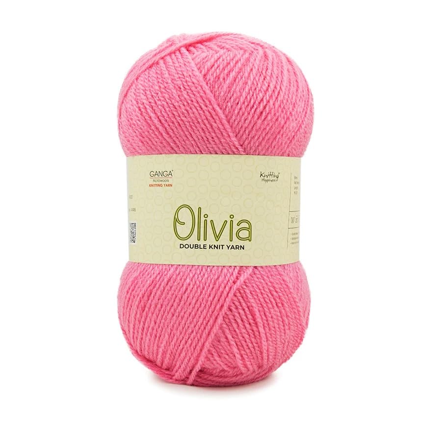 GANGA Acrylic Olivia Hand Knitting And Crochet Yarn (Flamingo) (100Gms), Pink
