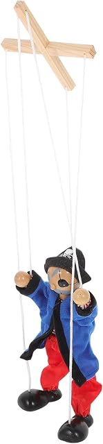 Alipis Marionette Puppets, Wooden Pirate String Puppets Classic Hand Puppet Toys Storytelling Supplies for Adults, Puppet Theater Treat Bag Stuffers Party Toys Gifts for Kids Girls Boys (Blue)