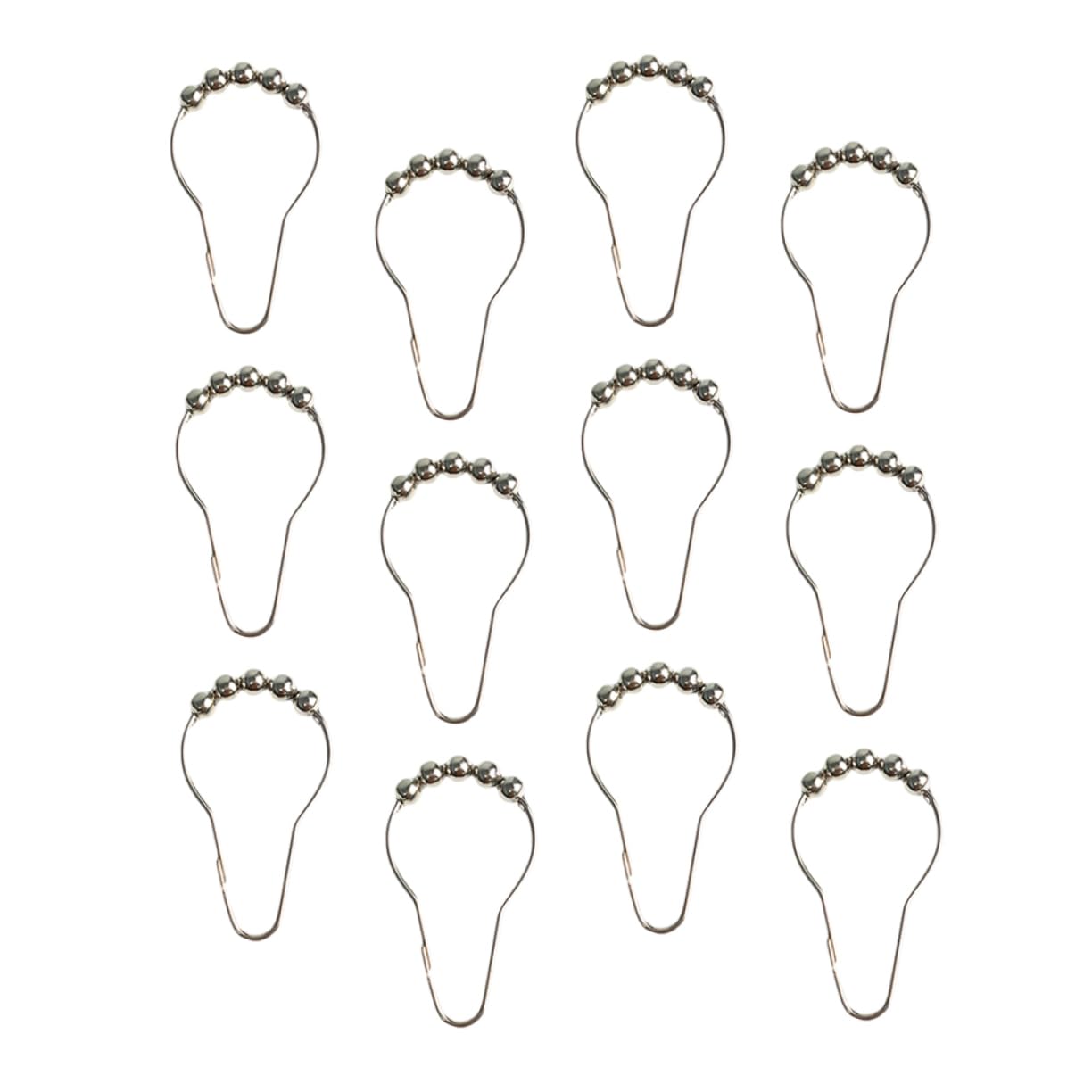 Anneaux de Salle de Bain, Crochets de Douche for Rideaux, 24 pièces, Boucle Crochet for Rideau, cintres for Manteaux, argenté, à roulettes Robuste(Silver)