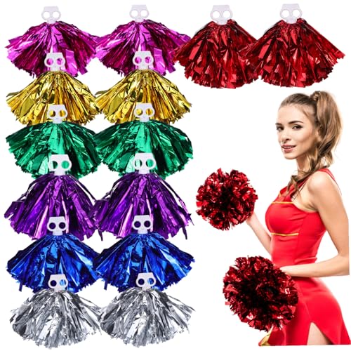 Pompons metallics pour cheerleading multicolores et danse