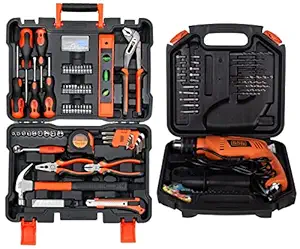 Black + Decker Hd555Ka50 13Mm 550W Impact Drill Kit (50-Pieces) With Black+Decker Bmt154C Professional Hand Tool Kit (154-Pieces)