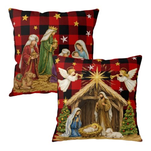 Kwlegh Christmas O Holy Night Pillow Covers 22 x 22 mas Pillow Cases 2 Pack