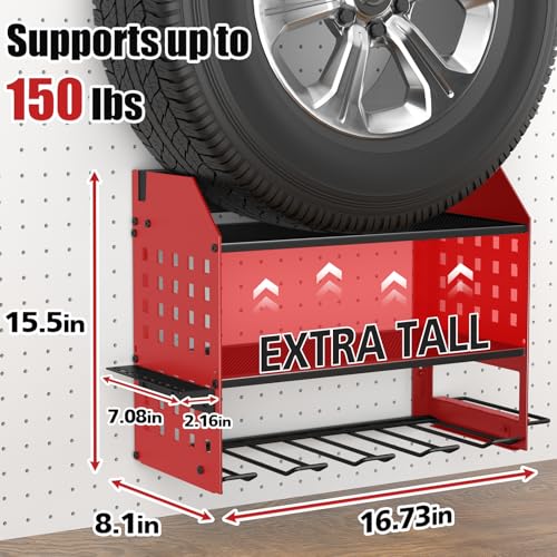 Image of SUNALLY Power Tool Organizer Wall Mount with Charging Station,3 Layer Metal Tool Storage Rack with 4 Drill Holders, Heavy Duty Power Tool Shelf for Garage, Warehouse, Workshop, Gifts for Men, Husband