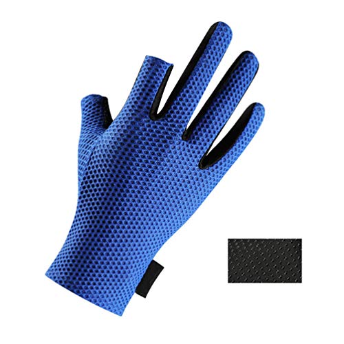 CLISPEED 1 par Luvas de Pesca Antiderrapante Luvas Sem Dedos Duplas Protetor de Dedo para Pesca (Azu