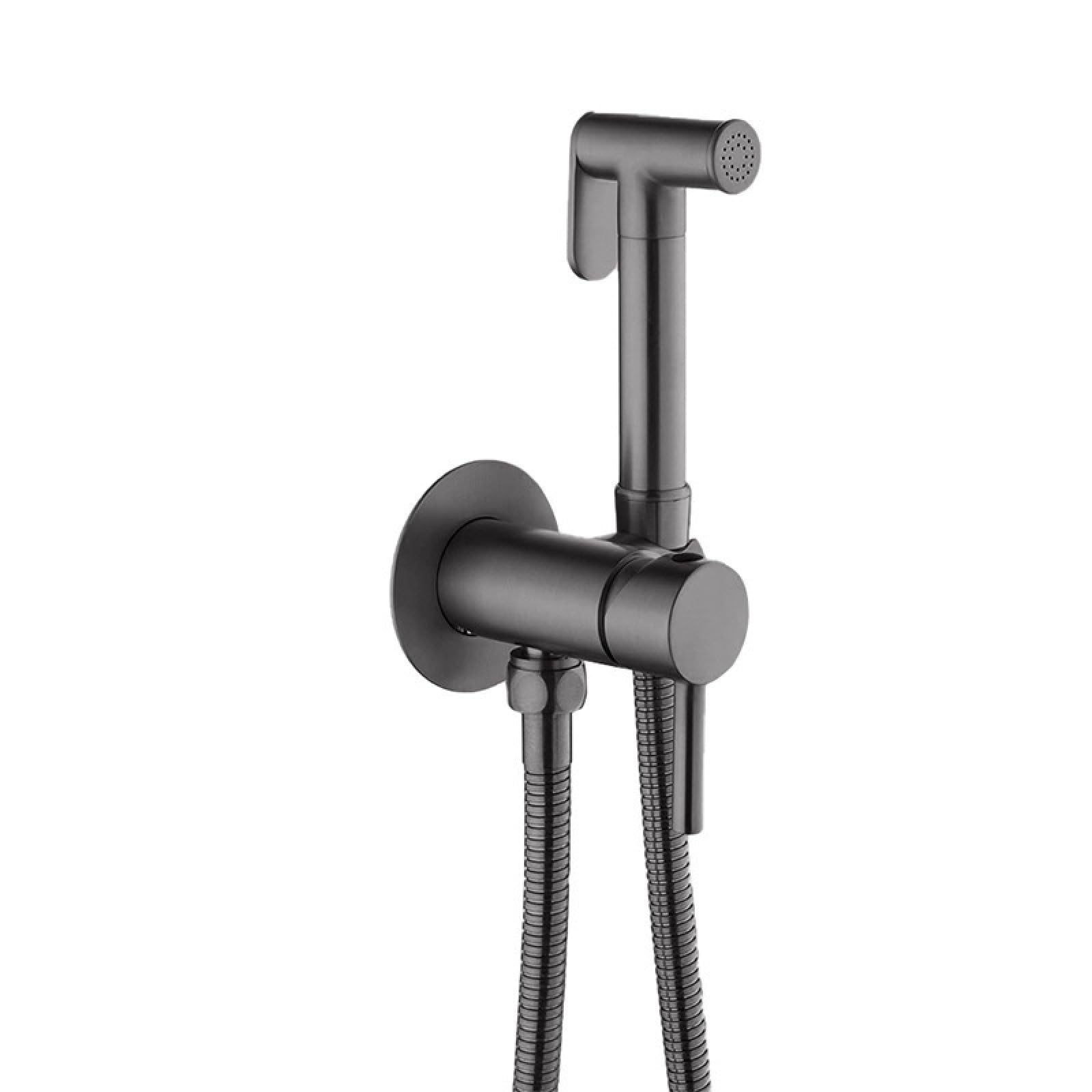 Grifo Bidet para WC Agua Caliente Y Fría Pulverizador De Bidé Latón Grifo WC Higienico Montado En La Pared para Limpieza Del Baño,Gris Pistola