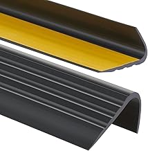 PerfectPVC Nez de marche pour escaliers en PVC autocollant 65x40mm 90 cm antidérapant Bordure pour la finition protection des bords profil d'angle en caoutchouc pour marches d'escalier Noir