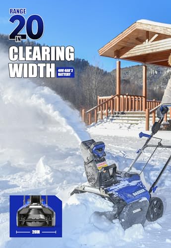 Wild Badger Power Snow Blower 40V ProLine 20\" Cordless,26 FT Throw,16-Driveway,Brushless Single-Stage,2 * 4.0Ah Battery & Fast Charger,LED Lights,Lightweight for Driveways & Sidewalks