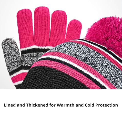 Toddler Kids Winter Hat Gloves Scarfs Set Stretchy Fingers Gloves for Boys Girls Warm Knit Set4