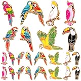 Yinkin 24 Pcs Tropical Parrot Enamel Brooch Colorful Parrot Lapel Pin Animal Brooches Cute Lapel Pin for Women Jewelry Pin Dress Accessories Mother's Day Birthday Gift