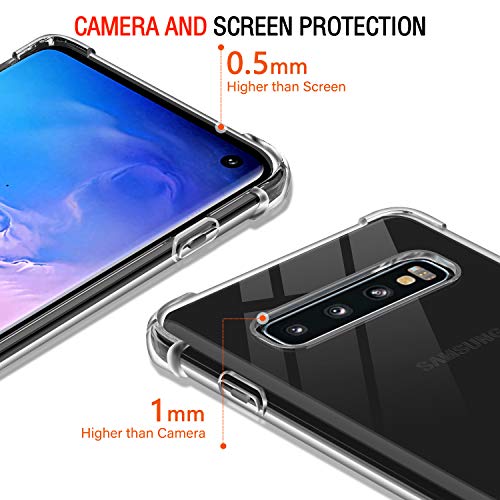 Image of Lustree Back Cover Transparent Case Compatible with Samsung Galaxy S10 | Clear + TPU Case with 4 Corner Air Cushion Protection & Camera Protection | Slim& Stylus Cover