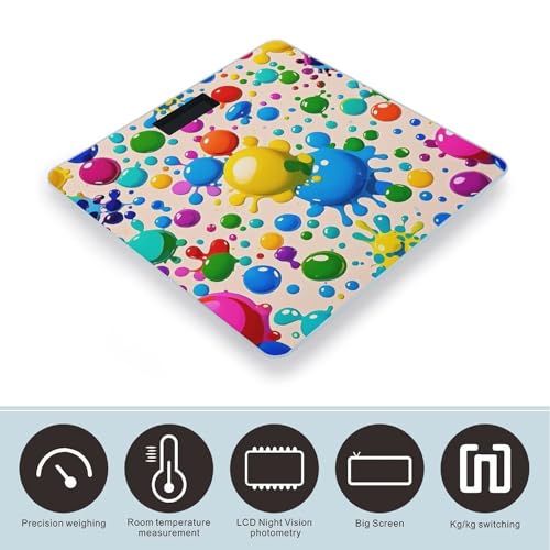 Báscula de baño digital con patrón de salpicaduras y pantalla LCD miniatura 3