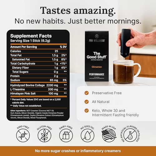 Image of The Good Stuff | Cinnamon Coffee Booster | Healthy Coffee Creamer for Focus & Energy | Keto, Non-Dairy Creamer Powder with MCT Oil, Collagen & L-Theanine | 14 Servings