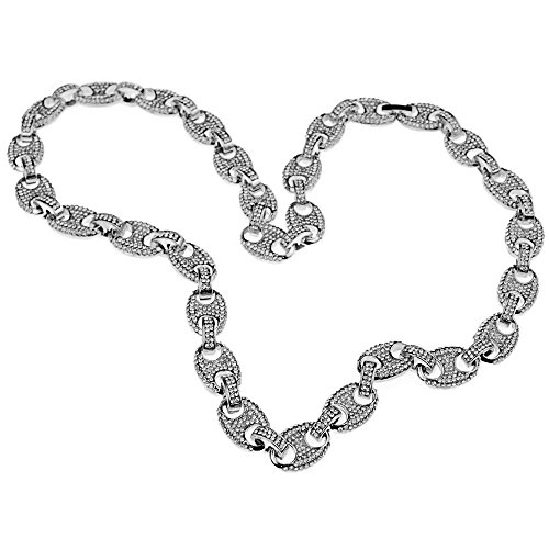 Mens Mariner Links Chain 24" Inch x 12 MM Silver Tone Iced Bling Men's Hip Hop Necklace4