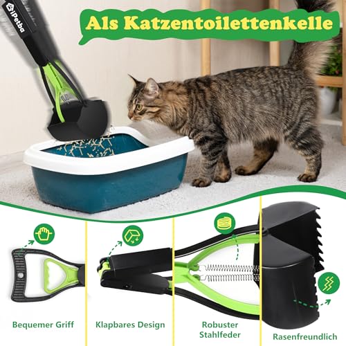 IPETBA 80 cm Großer Hundekotschaufeln Langer Griff Hundekotsammler Kein Bücken Nötig für Hunde und Katzen Faltbare Pooper Scooter für Wiese Erdboden Sandboden Kiesweg