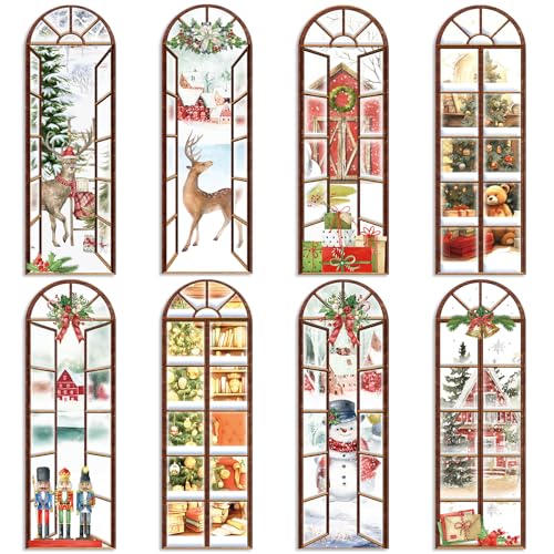 Qeeenar 48 Piece Cute Christmas Bookmarks - Winter Tags Bulk Christmas Tree Elk Deer Bell Snowman Book Markers for Women Men Kids Book Lovers Teacher Student Holiday Xmas Gifts