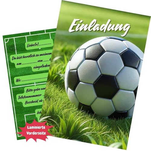Olanmarp 10 Stück Einladungskarten für Kindergeburtstag Fußball