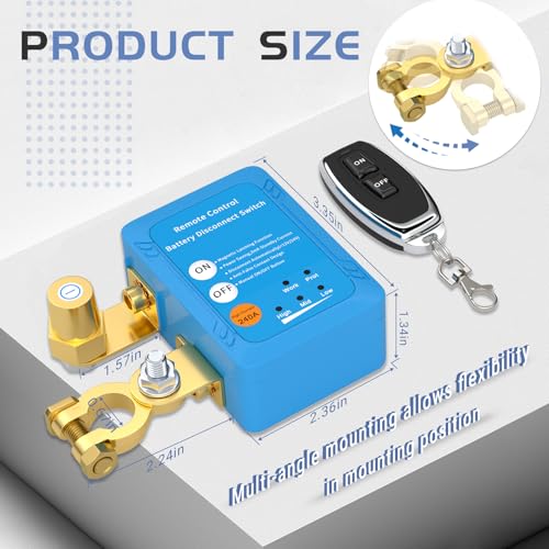 Image of APIELE Remote Battery Disconnect Switch 12V 240A Kill Switch for Car, Anti-Theft Prevent Battery Drain, Smart Battery Cut Off Switch for Auto, RV, Truck, Boat (Voltage Indicator)
