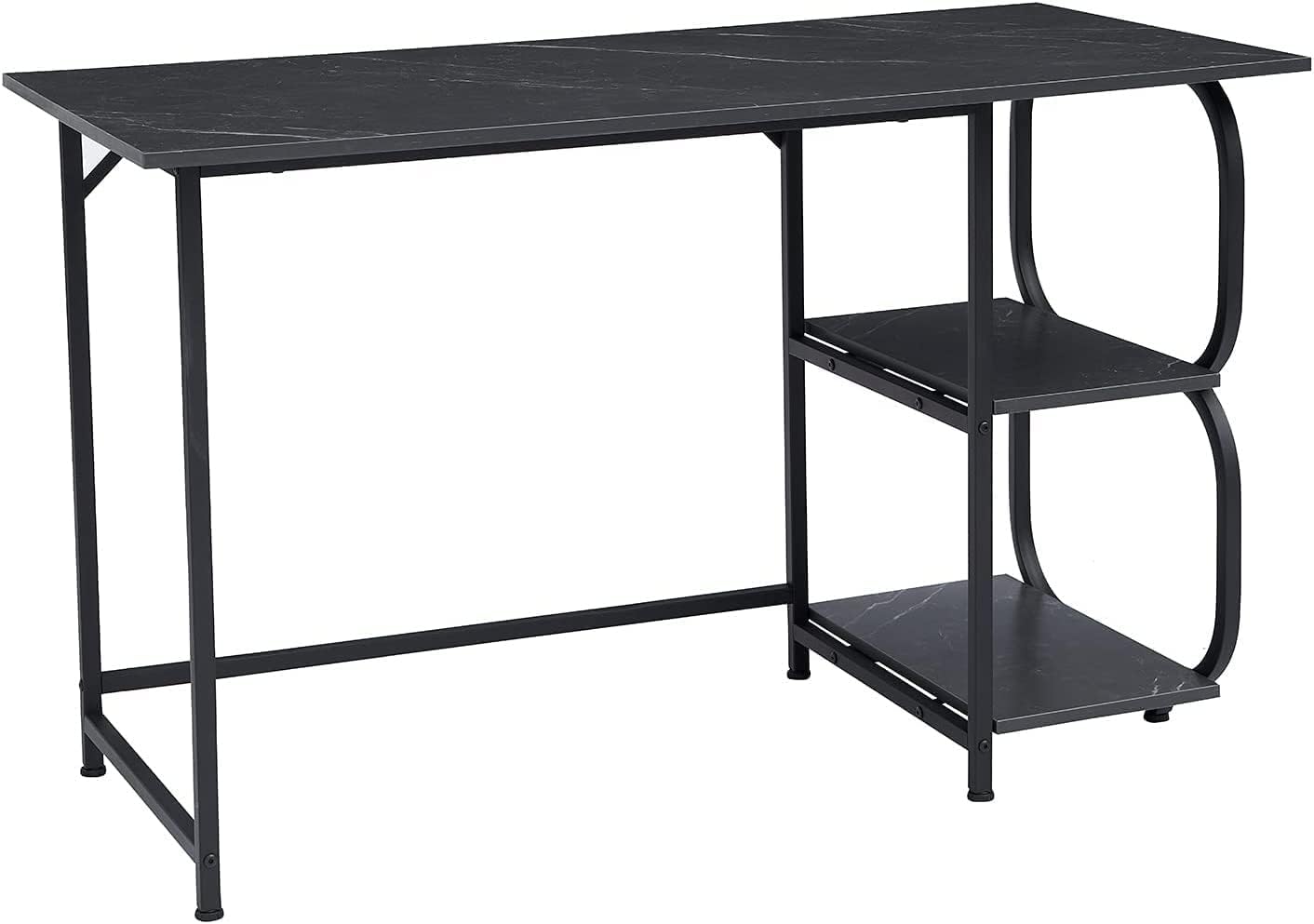 Anivia Gaming Computer Desk, Small Home Office Desk with 2 Storage Shelves, 47" Writing Desks Industrial Simple Style Wood Table Metal Frame for PC Laptop Notebook（Black） (47-B)
