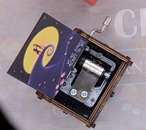 Beiwei Music Box The Nightmare Before Christmas Wooden Hand Crank Musical Box Gifts for Birthday Christmas Thanksgiving Days Halloween Decor Valentine's Day Black